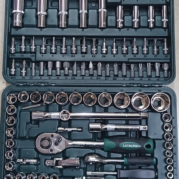 108pcs, tools box, socket set, matt finish, black, H37.5xW22.0xD53.0 cm, SCHWARTZMANN
