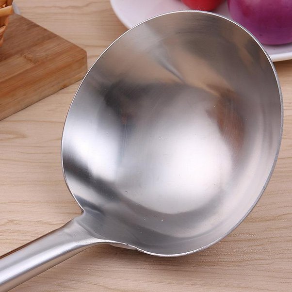 Wooden handle, stainless steel, frying spoon