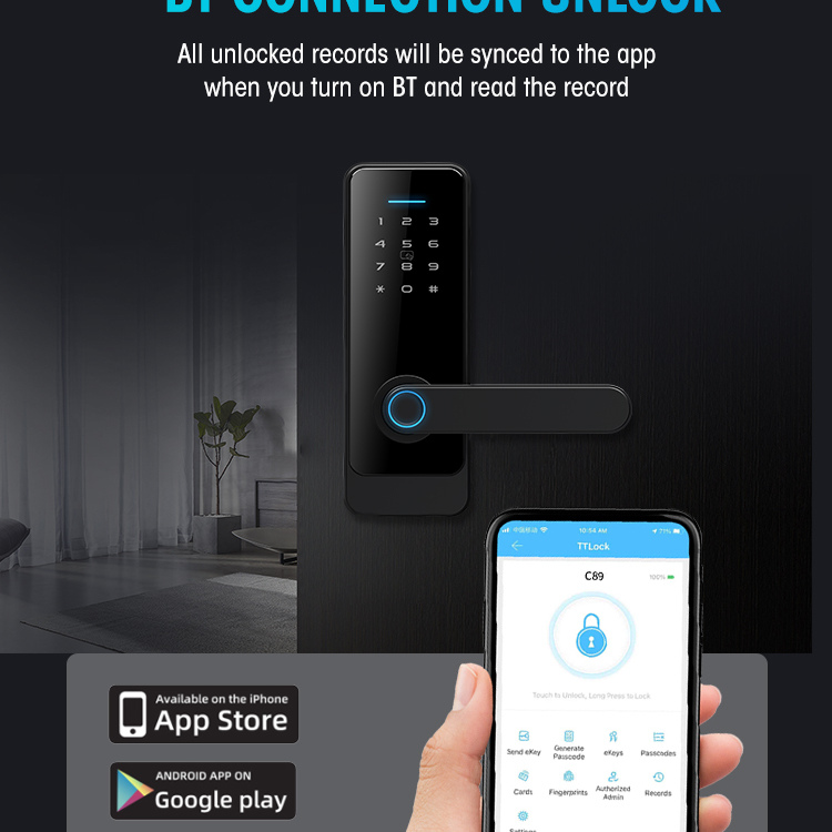 Smart, door lock, smartphone app, 5 ways unlock, Locstar C89