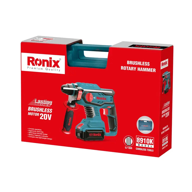 20V, 2.2J, cordless, rotary hammer, brushless series, full kit, RONIX 8910K