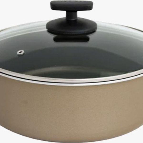 26cm, 4.3Ltr, casserole shallow-pot, cast aluminium, marble-coated, gas-induction, glass lid, ROYALTYLINE CW0645