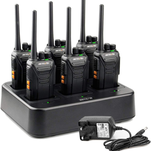 6 pcs, walkie talkie , 6 way charger, 16 channels, license free, two way radio, Retevis RT27